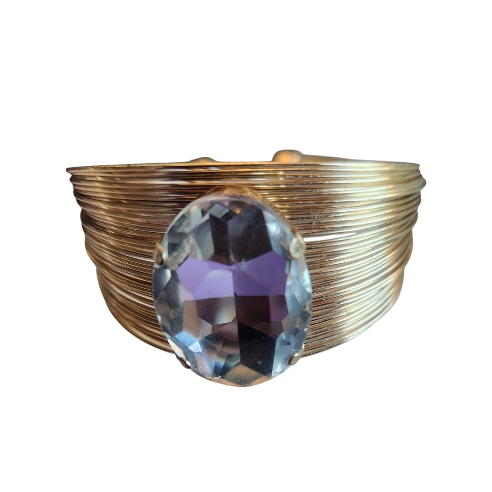 Gold Bracelet with Clear Gemstone
